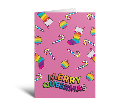 Wenskaart - Merry Queermas (pink)